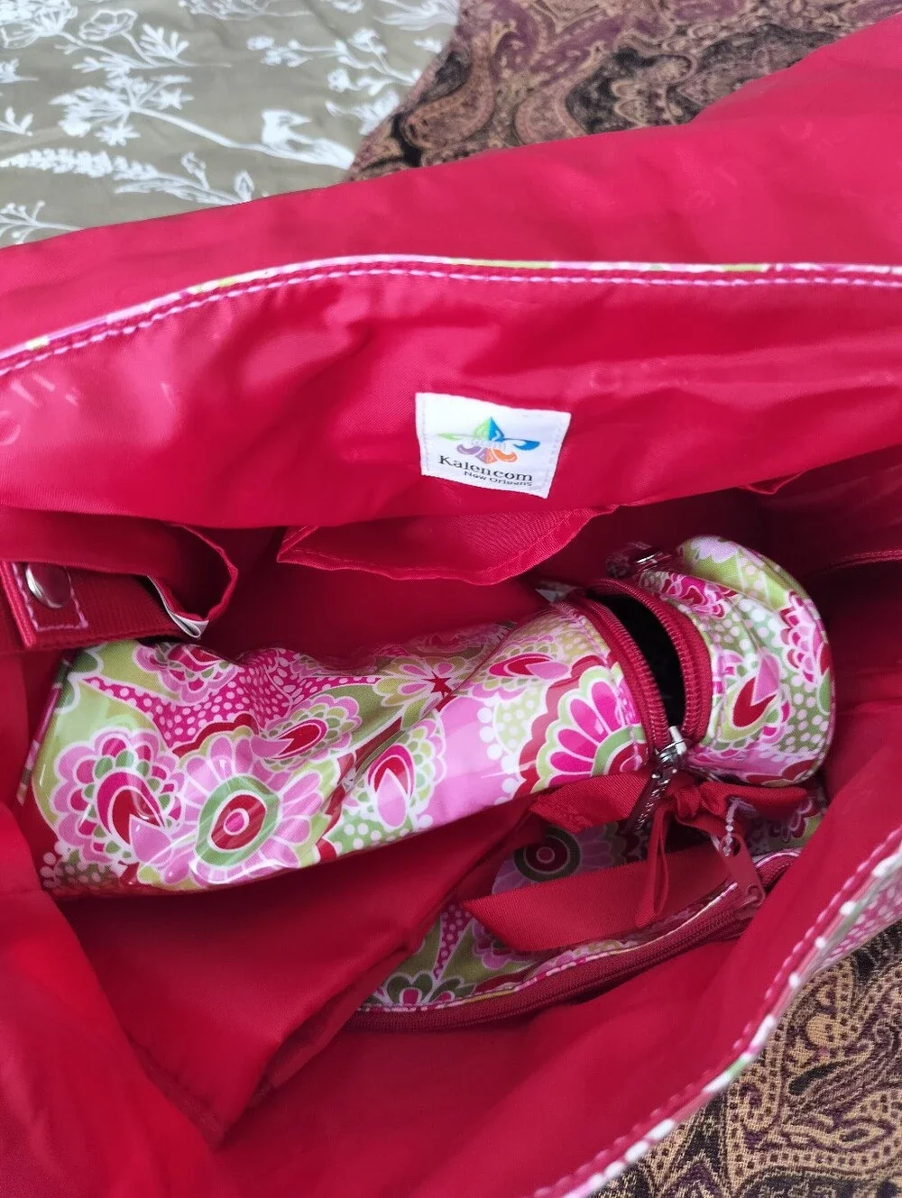 Kalencom Laminated Buckle Diaper Bag Set - Gypsy Paisley Cotton Candy NWOT 2012
